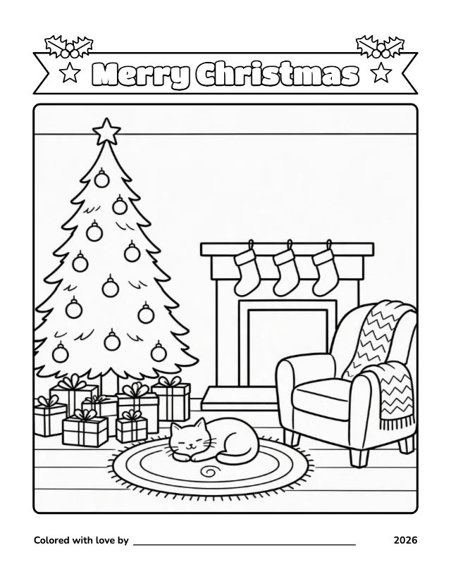 Christmas coloring page template