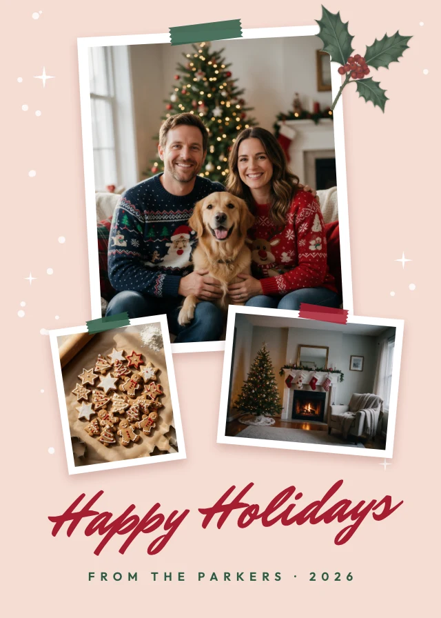 Christmas photo collage card template