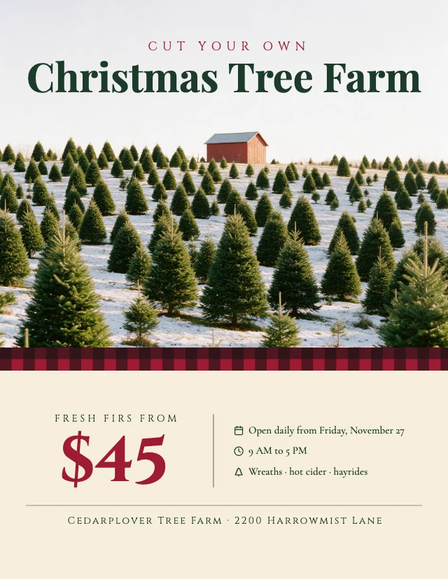 Christmas tree farm flyer template