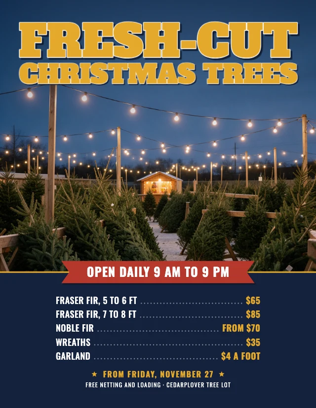 Christmas tree lot flyer template