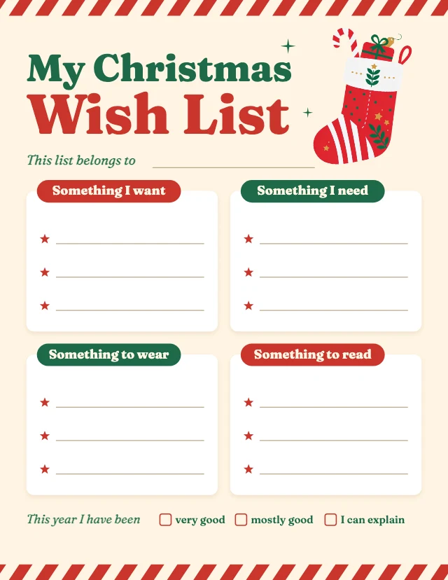 Christmas wish list template