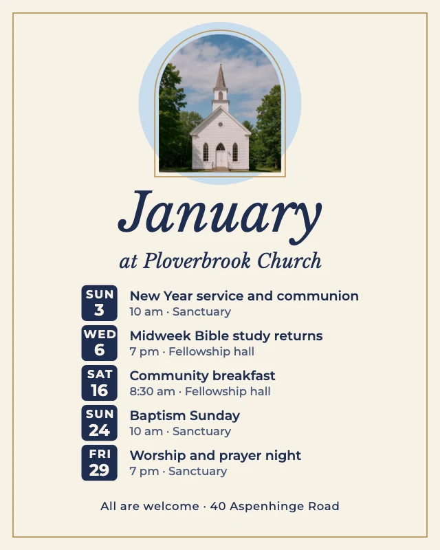 Church events post template