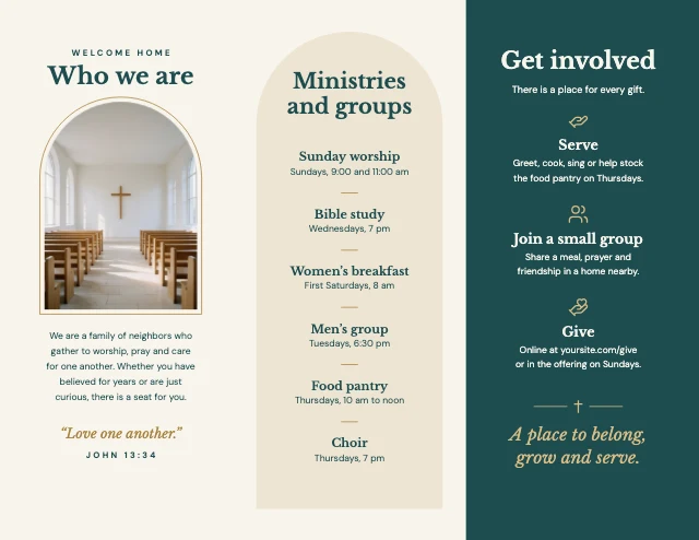 Church brochure template, page 2 of 2