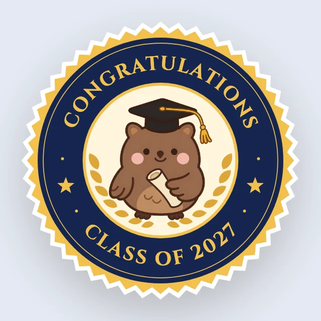 Class of 2027 owl sticker template
