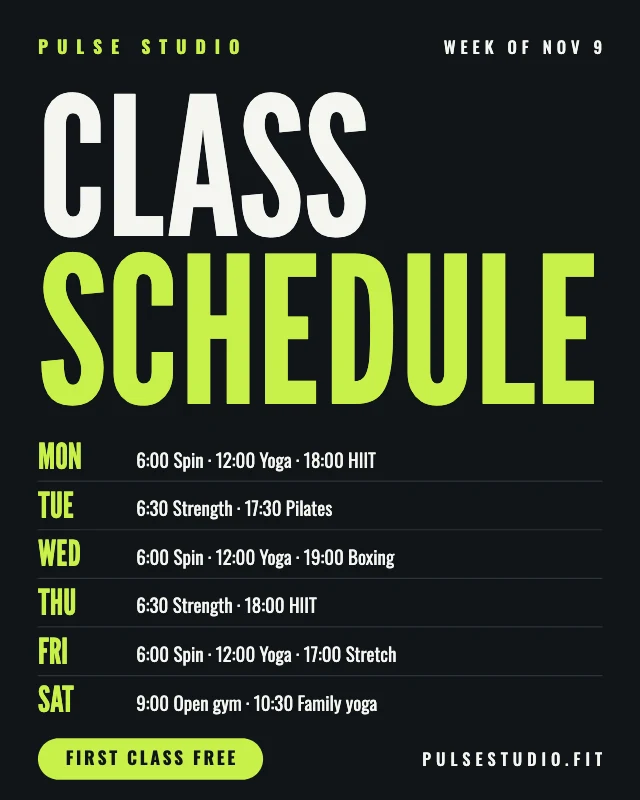 Class schedule post template