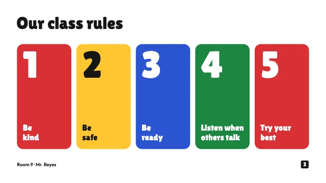 Classroom rules and routines slides template, page 2 of 8