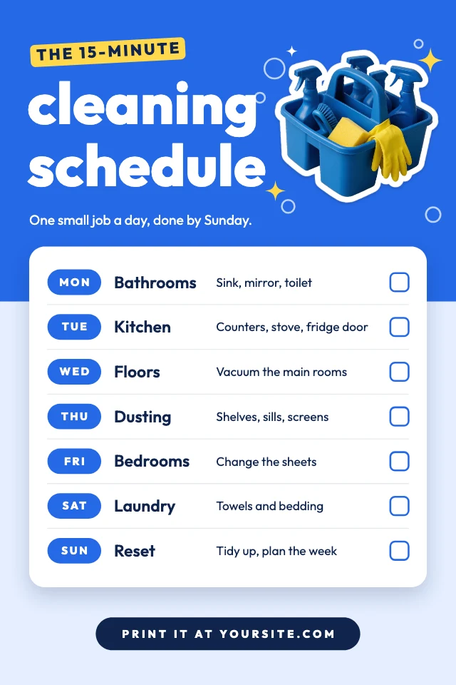 Cleaning schedule pin template