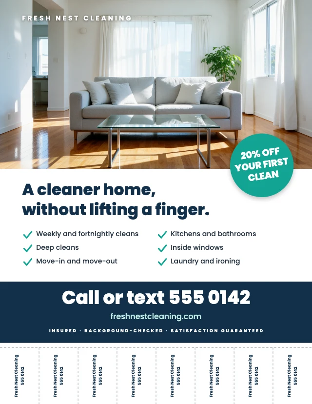 Service flyer with tear-off tabs template