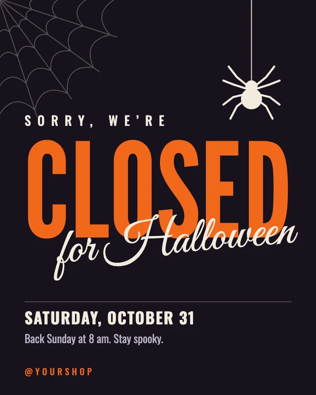 Closed for Halloween notice template