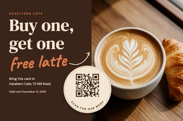 Coffee shop promo postcard template