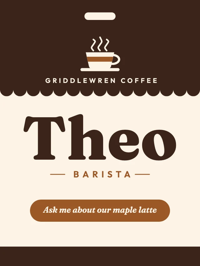 Coffee shop staff name badge template