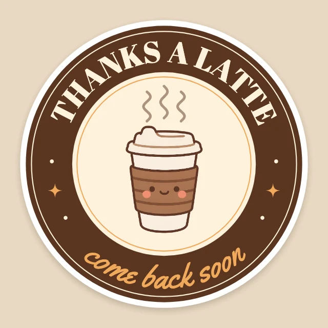 Coffee shop thank-you sticker template
