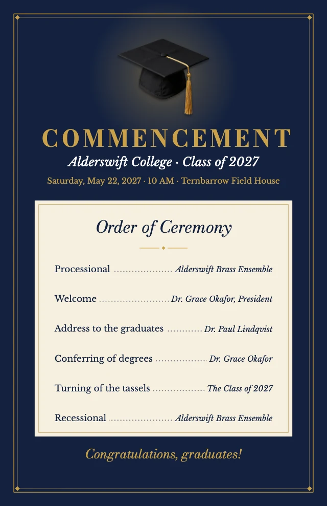 Graduation ceremony program template