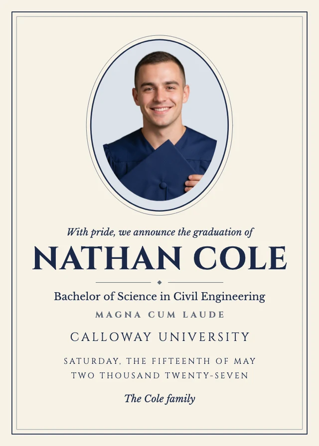 College graduation announcement template