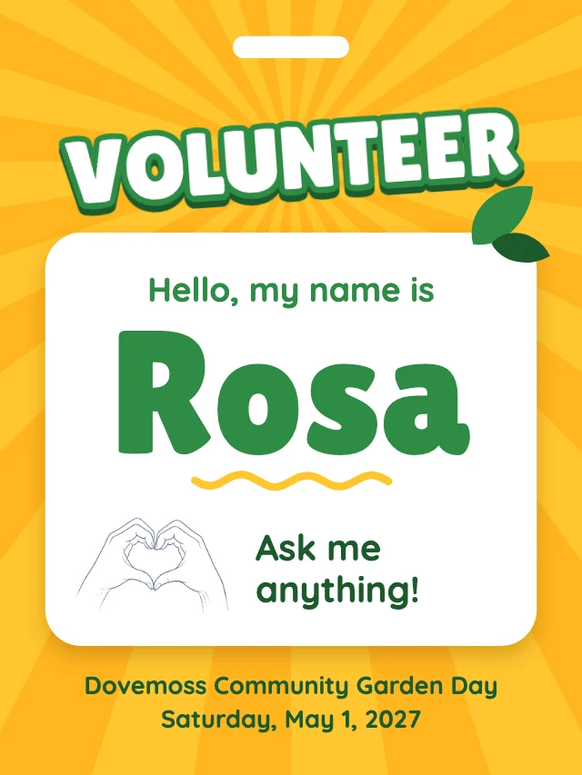 Volunteer name badge template