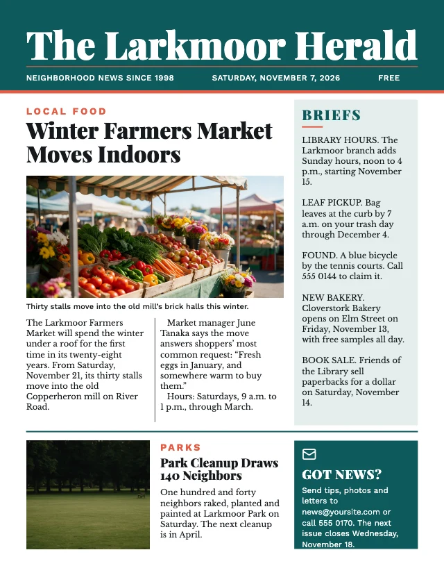 Community newspaper template