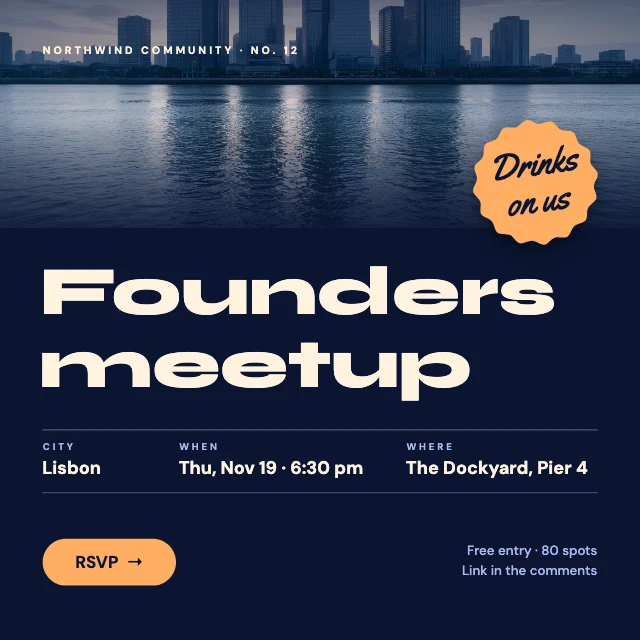 Founders meetup LinkedIn post template