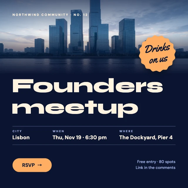 Founders meetup LinkedIn post template