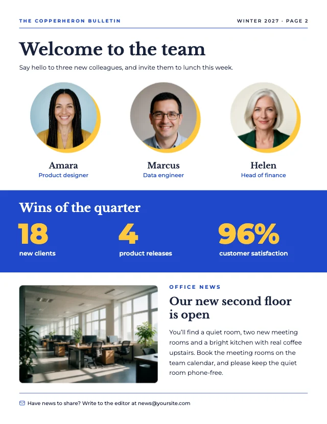 Company newsletter template, page 2 of 2
