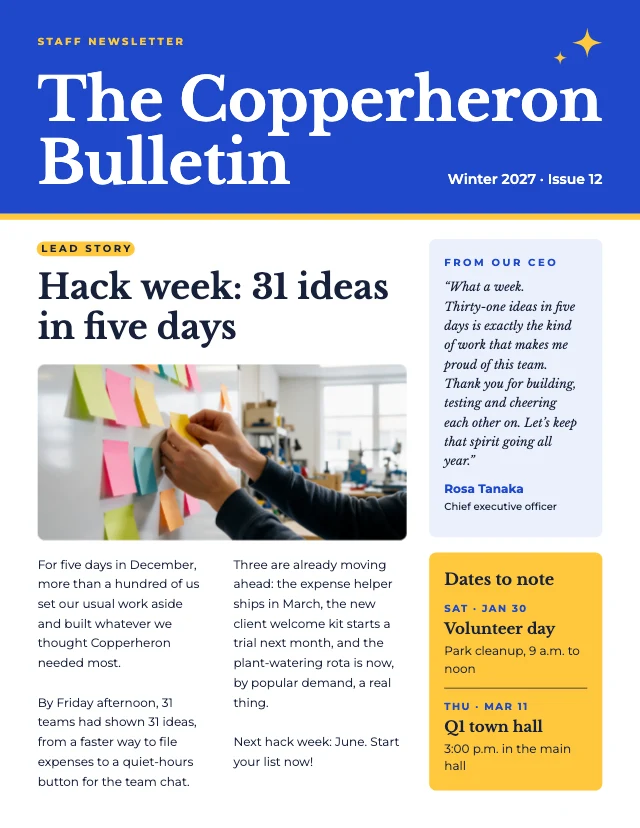 Company newsletter template