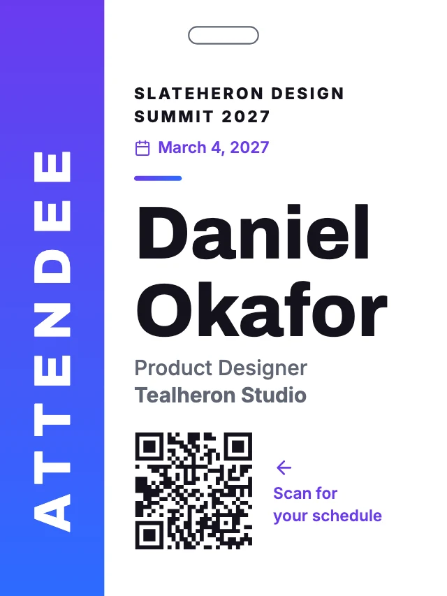Conference attendee badge with QR code template