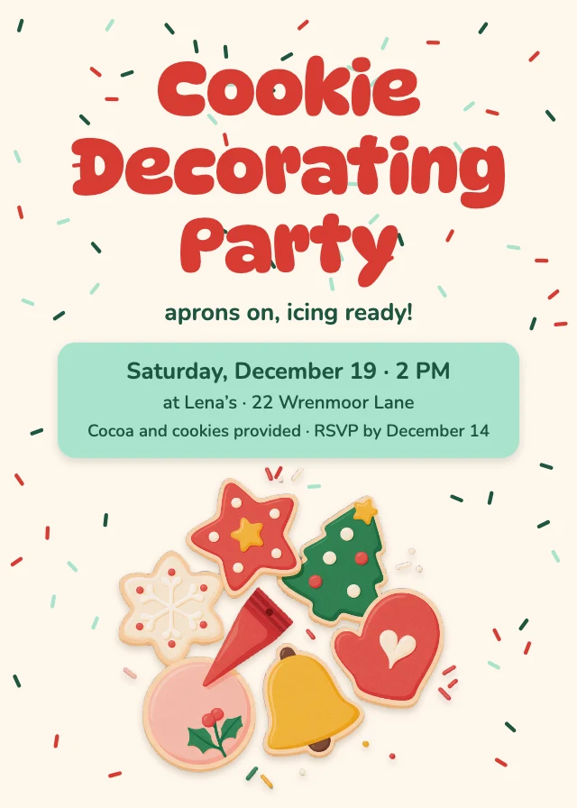 Cookie decorating party invitation template