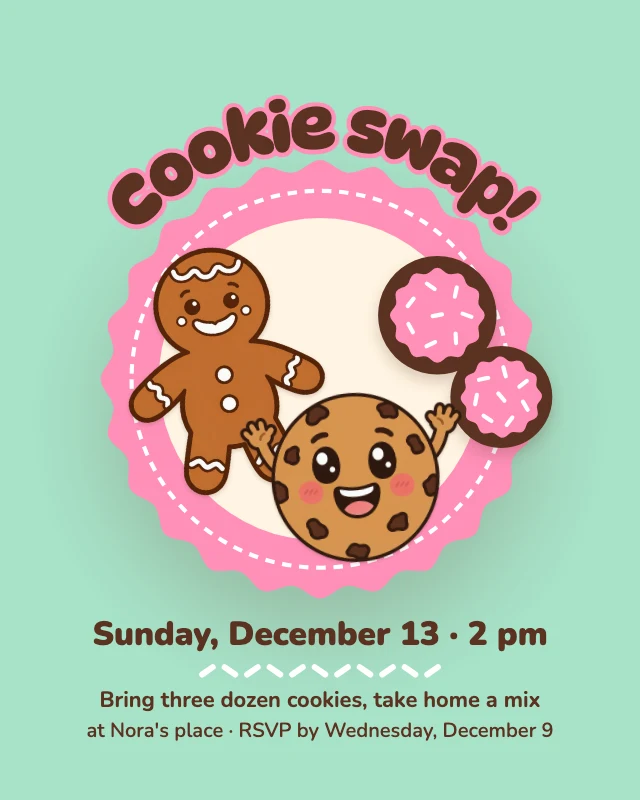 Cookie swap invitation post template