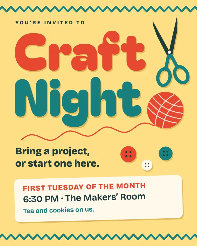 Craft night invitation template