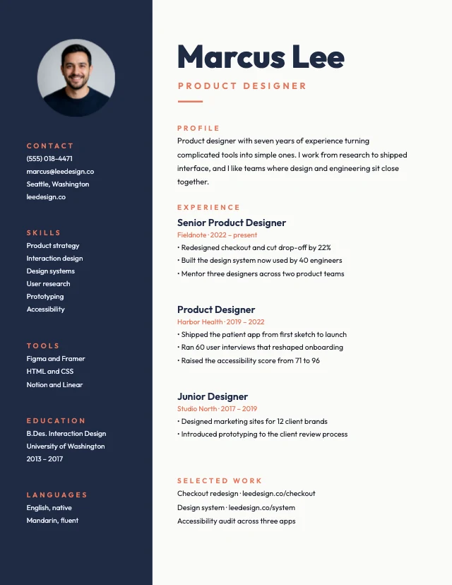 Creative résumé with photo template