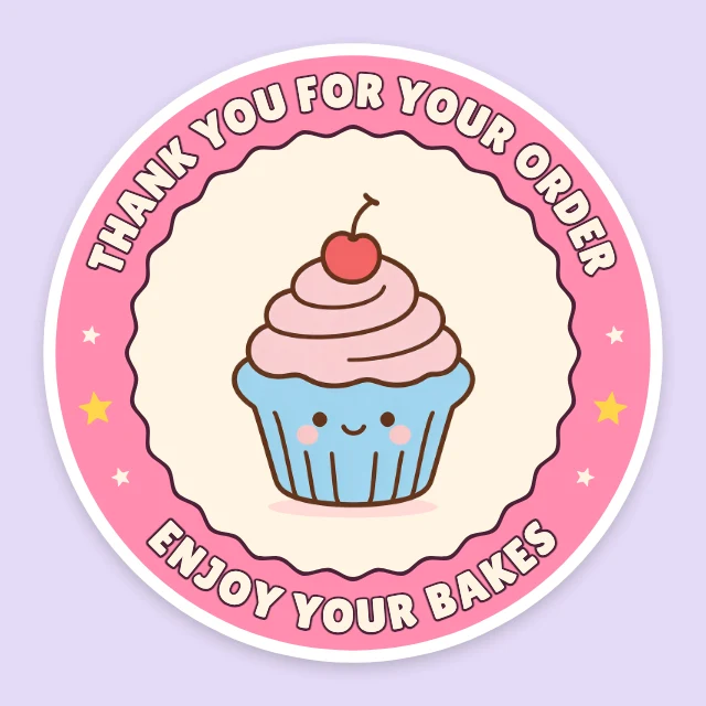 Cupcake bakery thank-you sticker template