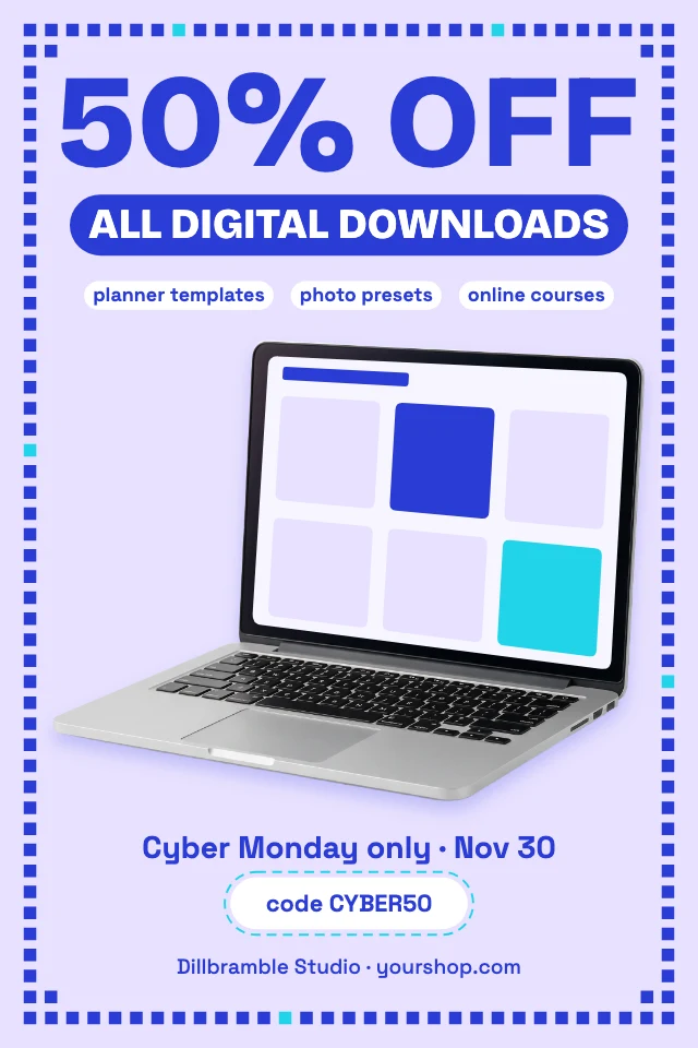 Digital products sale pin template