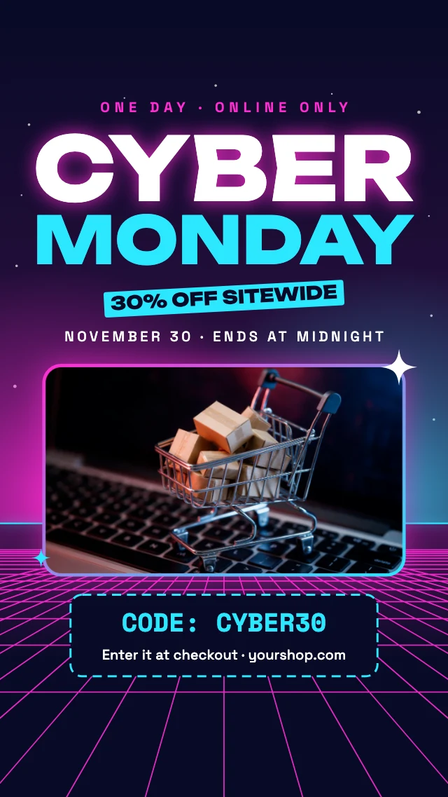 Cyber Monday neon story template