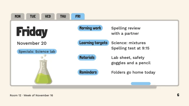 Daily agenda slides template, page 6 of 7