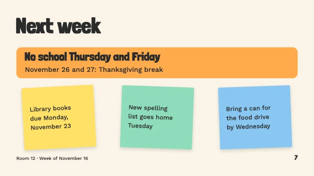 Daily agenda slides template, page 7 of 7