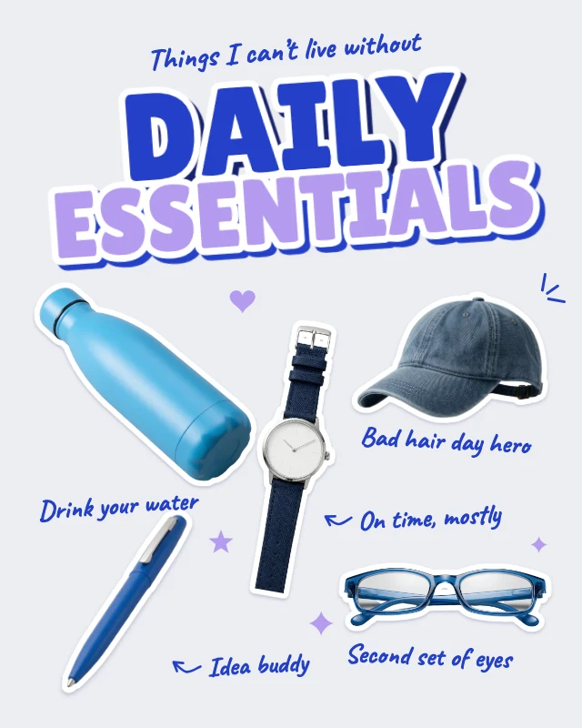 Daily essentials flat lay template