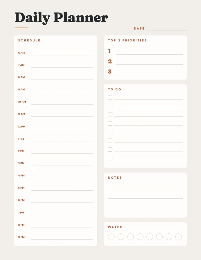 Daily planner template