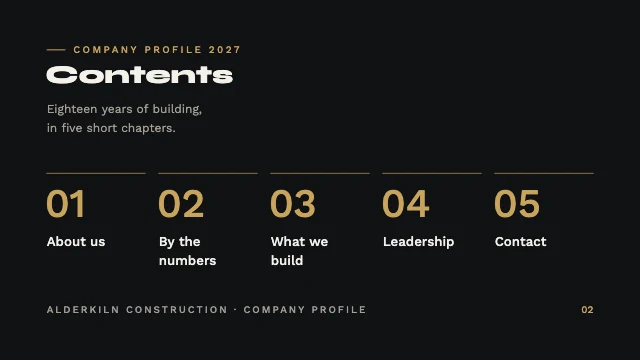 Company profile presentation template, page 2 of 8