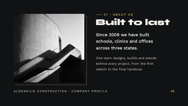 Company profile presentation template, page 3 of 8