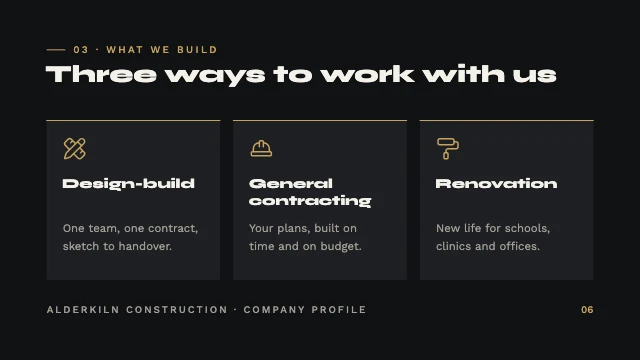 Company profile presentation template, page 6 of 8