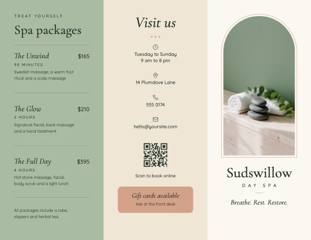 Day spa brochure template