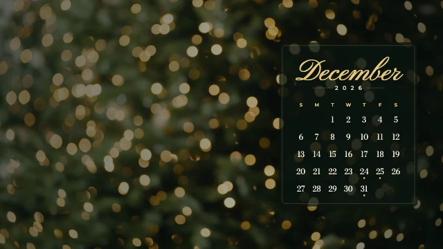 December 2026 desktop calendar wallpaper template