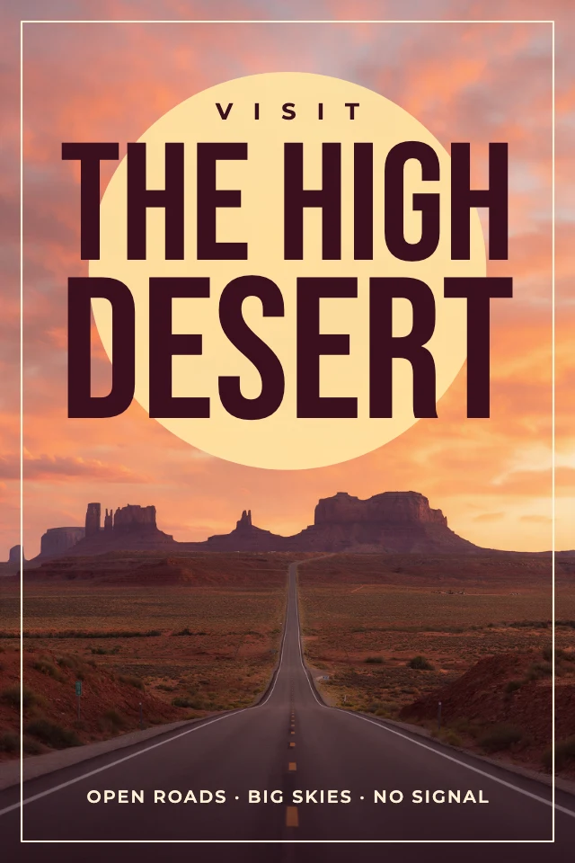 Vintage desert travel poster template