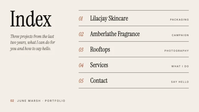Design portfolio presentation template, page 2 of 8