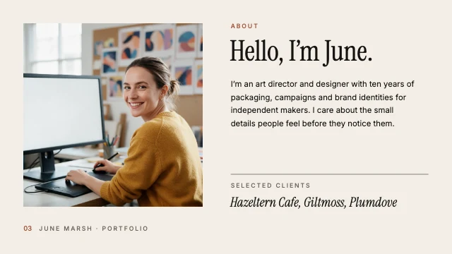 Design portfolio presentation template, page 3 of 8