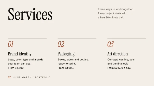 Design portfolio presentation template, page 7 of 8