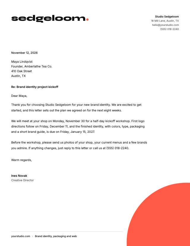 Design studio letterhead template