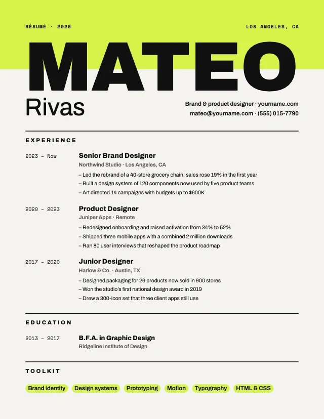 Designer résumé template