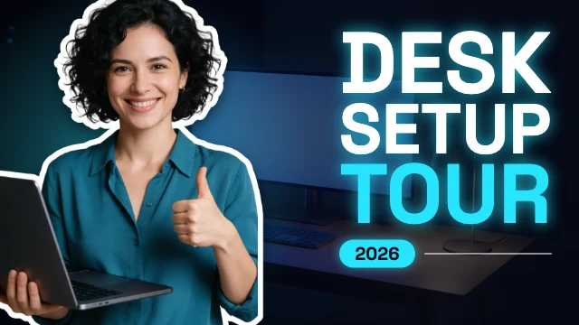 Desk setup tour YouTube thumbnail template