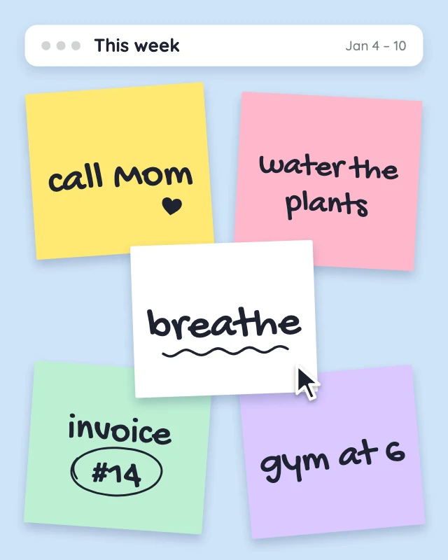 Sticky notes weekly reminders post template