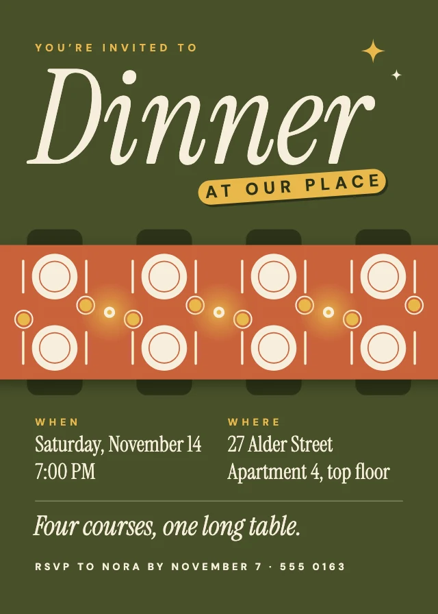 Dinner party invitation template